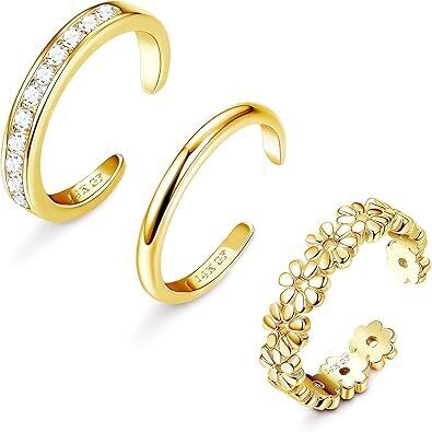 3pcs Gold Filled Toe Rings For Women Non Tarnish 14k Gold Filled Toe Ring
